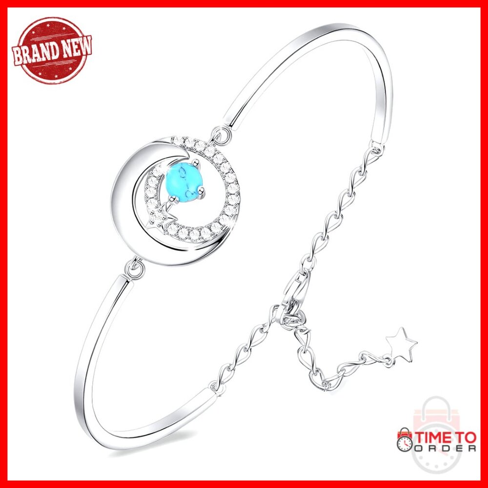 Sterling Silver Moon Star Charm Bracelet Adjustable Chain Elegant Fine Jewelry